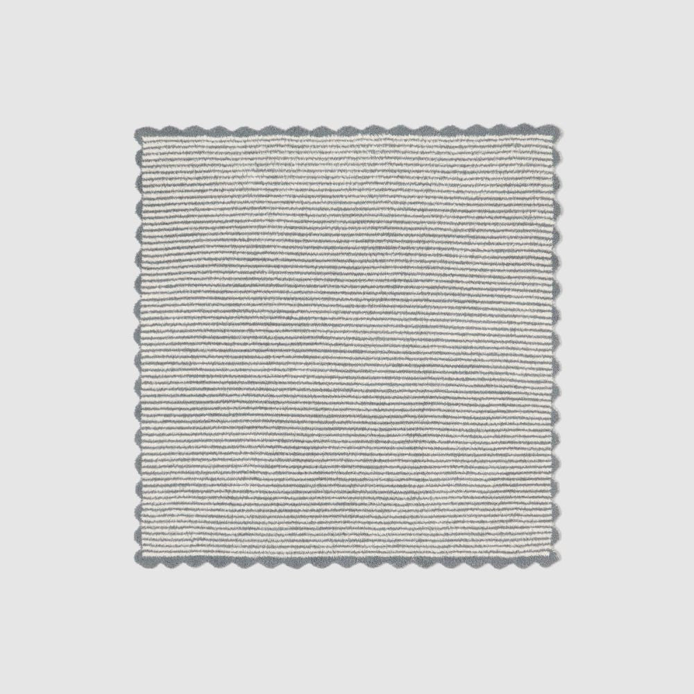 Barefoot Dreams CozyChic Scalloped Receiving Blanket in Blue Cove/Cream