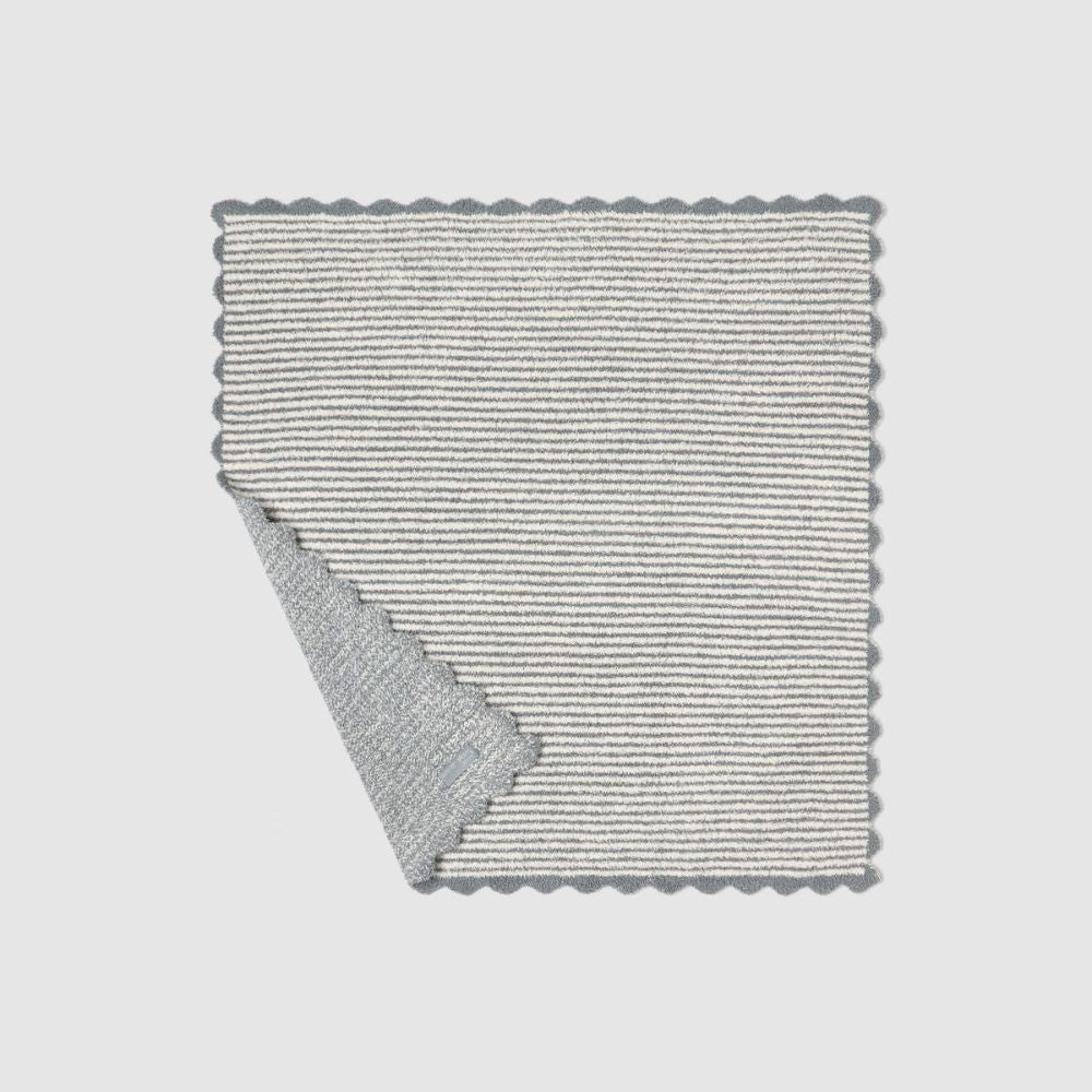 Barefoot Dreams CozyChic Scalloped Receiving Blanket in Blue Cove/Cream