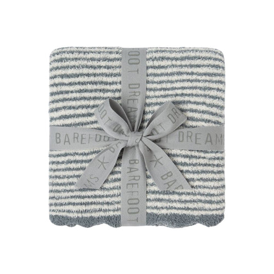 Barefoot Dreams CozyChic Scalloped Receiving Blanket in Blue Cove/Cream