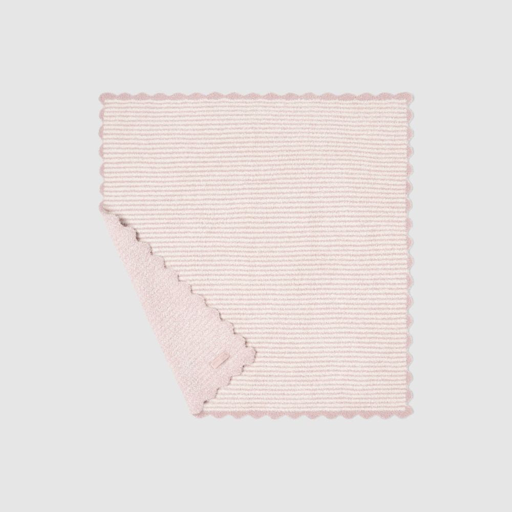 Barefoot Dreams CozyChic Scalloped Receiving Blanket in Faded Rose/Cream
