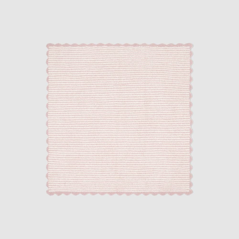Barefoot Dreams CozyChic Scalloped Receiving Blanket in Faded Rose/Cream