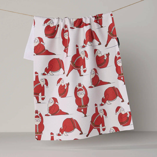 Geometry Stretchy Santy holiday tea towel, 18 x 30 in, view 1