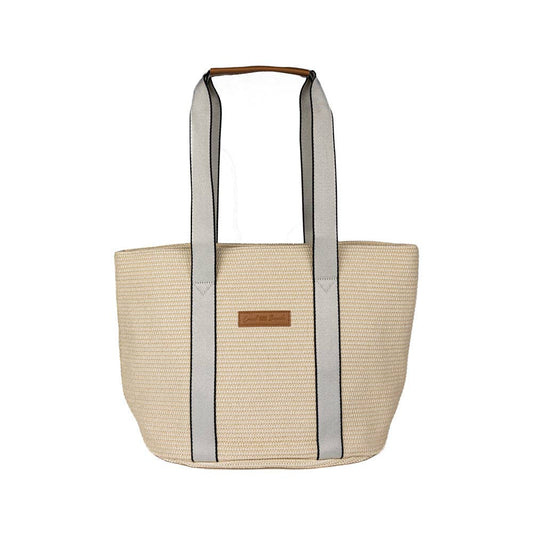 Local Beach Woven Tote: Off White/Light Gray