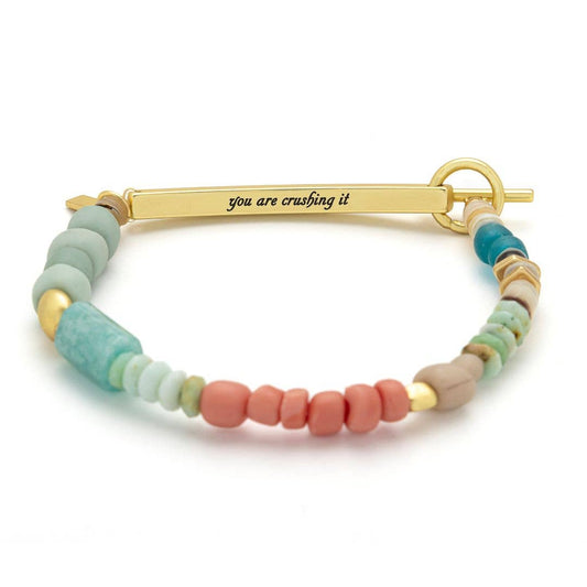 Scout Curated Wears - Hidden Message Bracelet - Crushing It/Amazonite/Gold