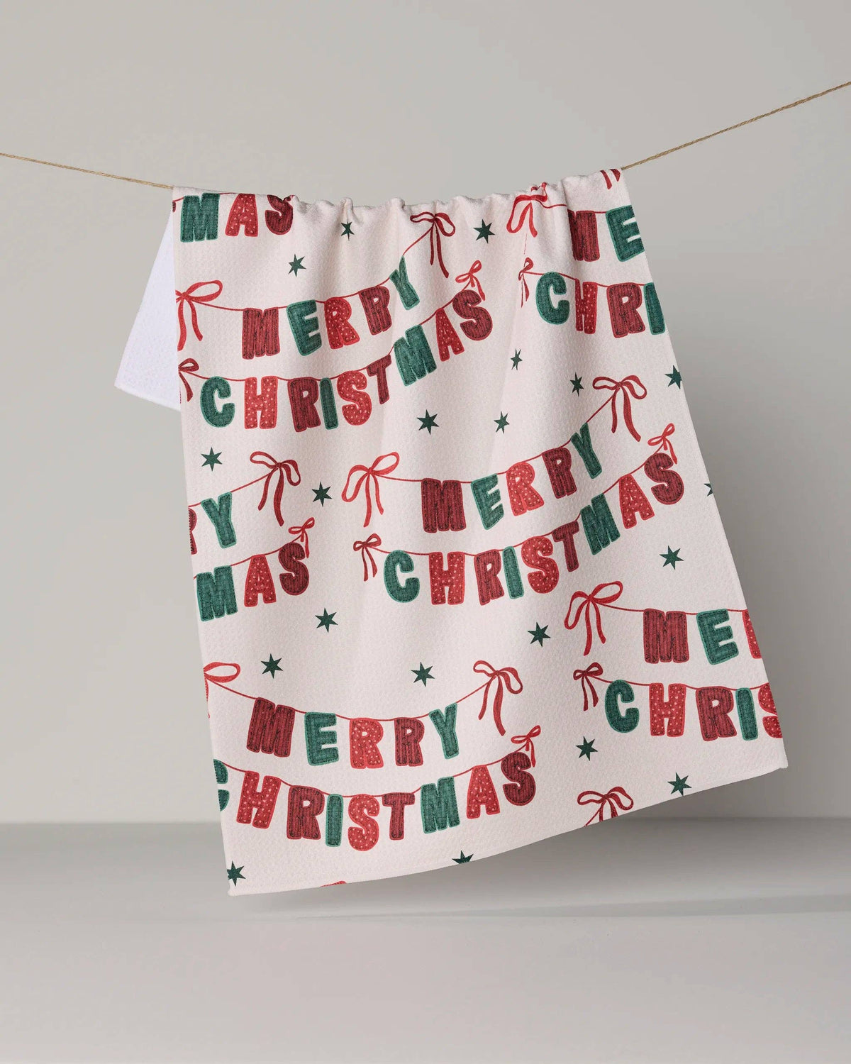 Geometry Christmas Banner holiday tea towel, 18 x 30 in, view 1