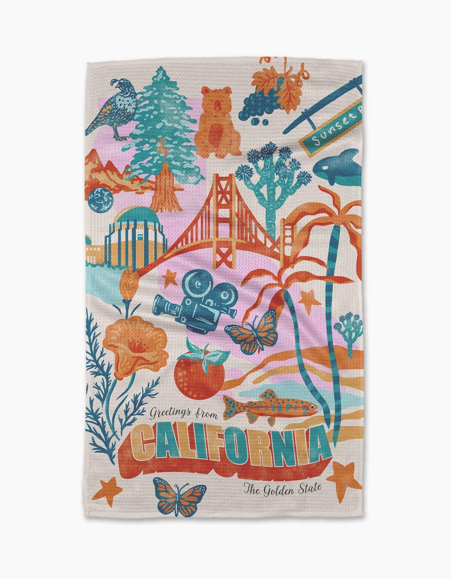 Greetings From California Tea Towel by Geometry