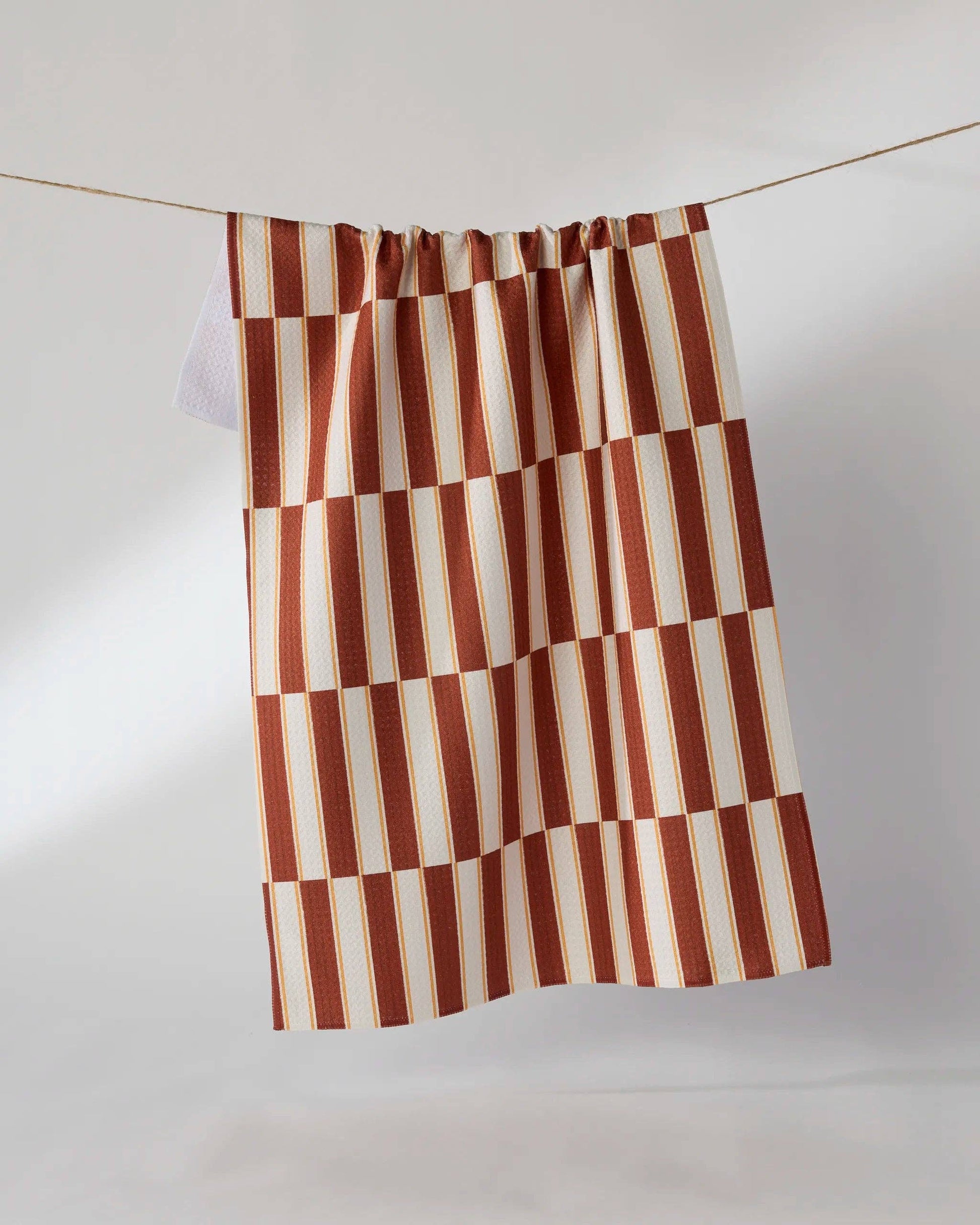 Geometry Harvest Stripe Tea Towel with Halloween stripe print