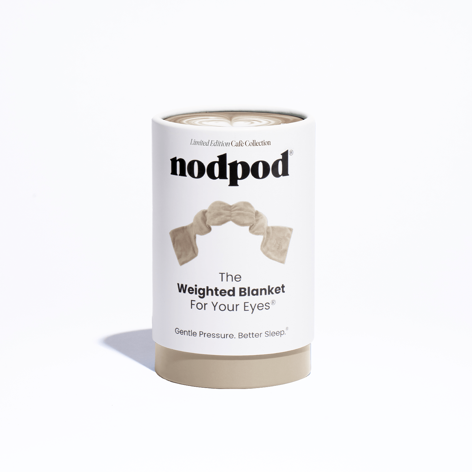 Nodpod Latte weighted sleep mask close-up of weighted pods