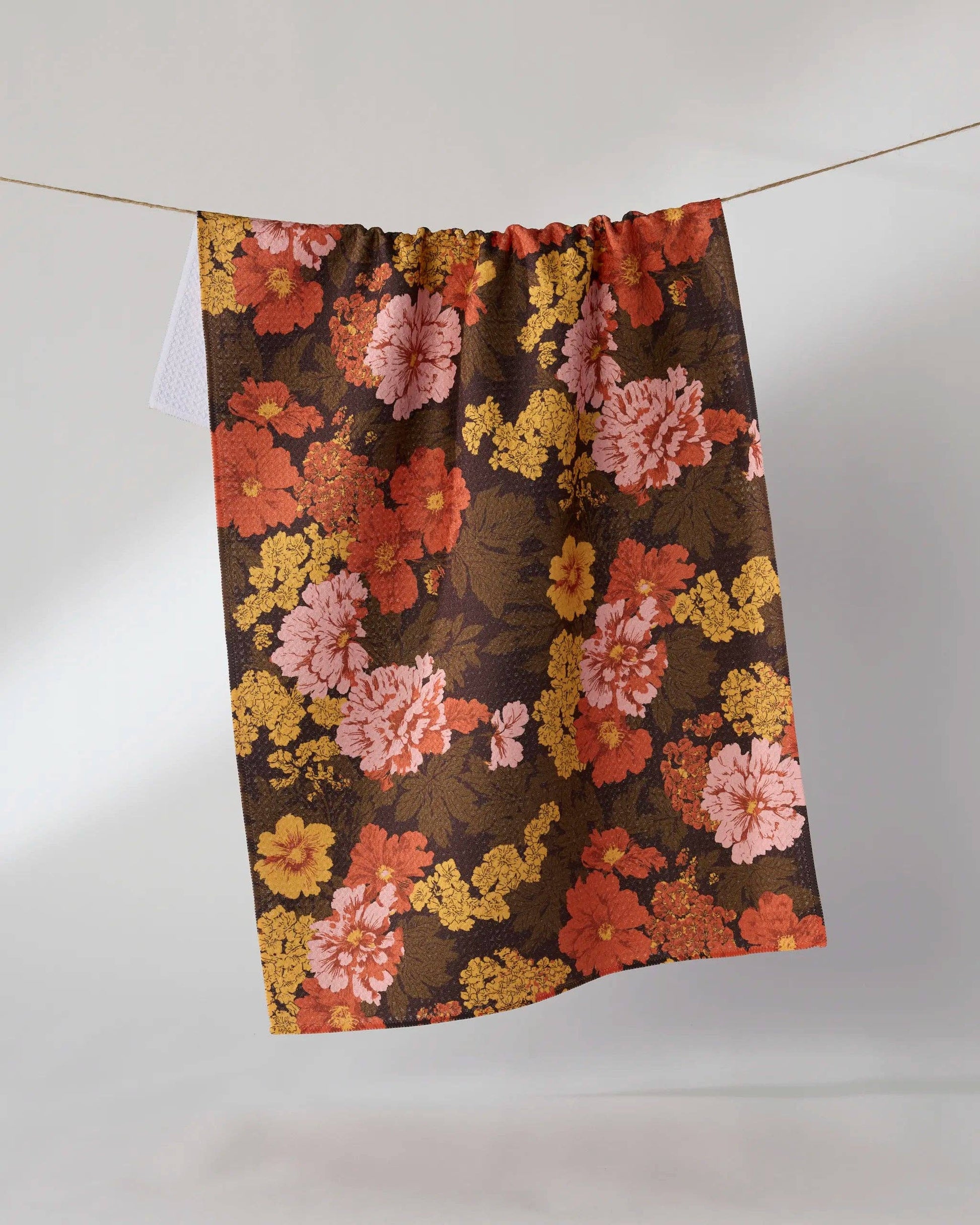 Geometry Mabel Tea Towel with retro floral print