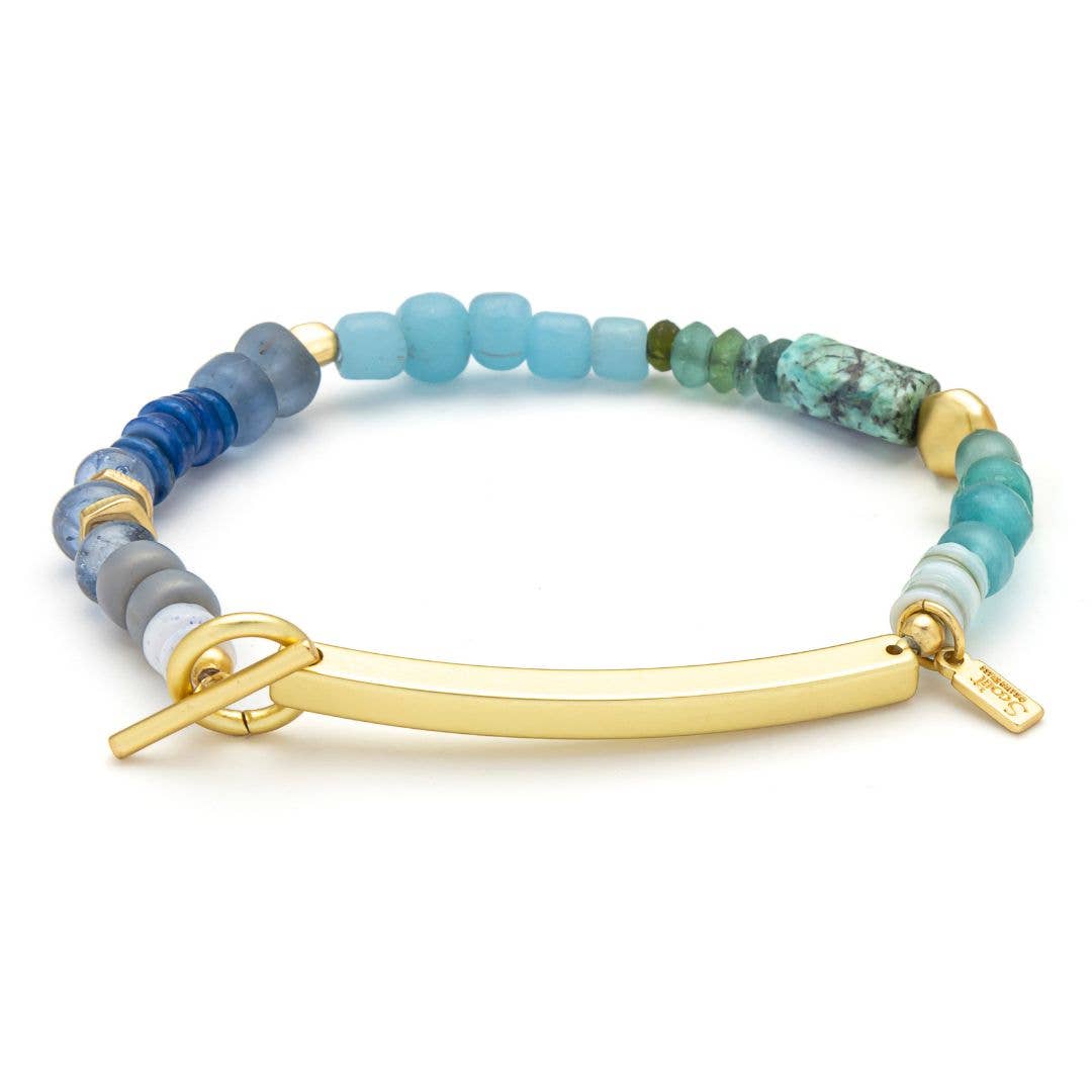 Scout Curated Wears - Hidden Message Bracelet - Brave/African Turquoise/Gold