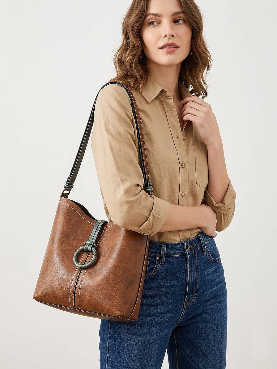 Liz Soto Handbags Alexa 3329 2 in 1 Handbag in Coffee, view 4