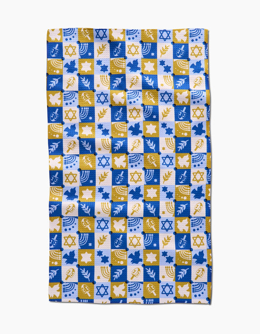 Geometry Hanukkah Festivities tea towel, 18 x 30 in, view 1