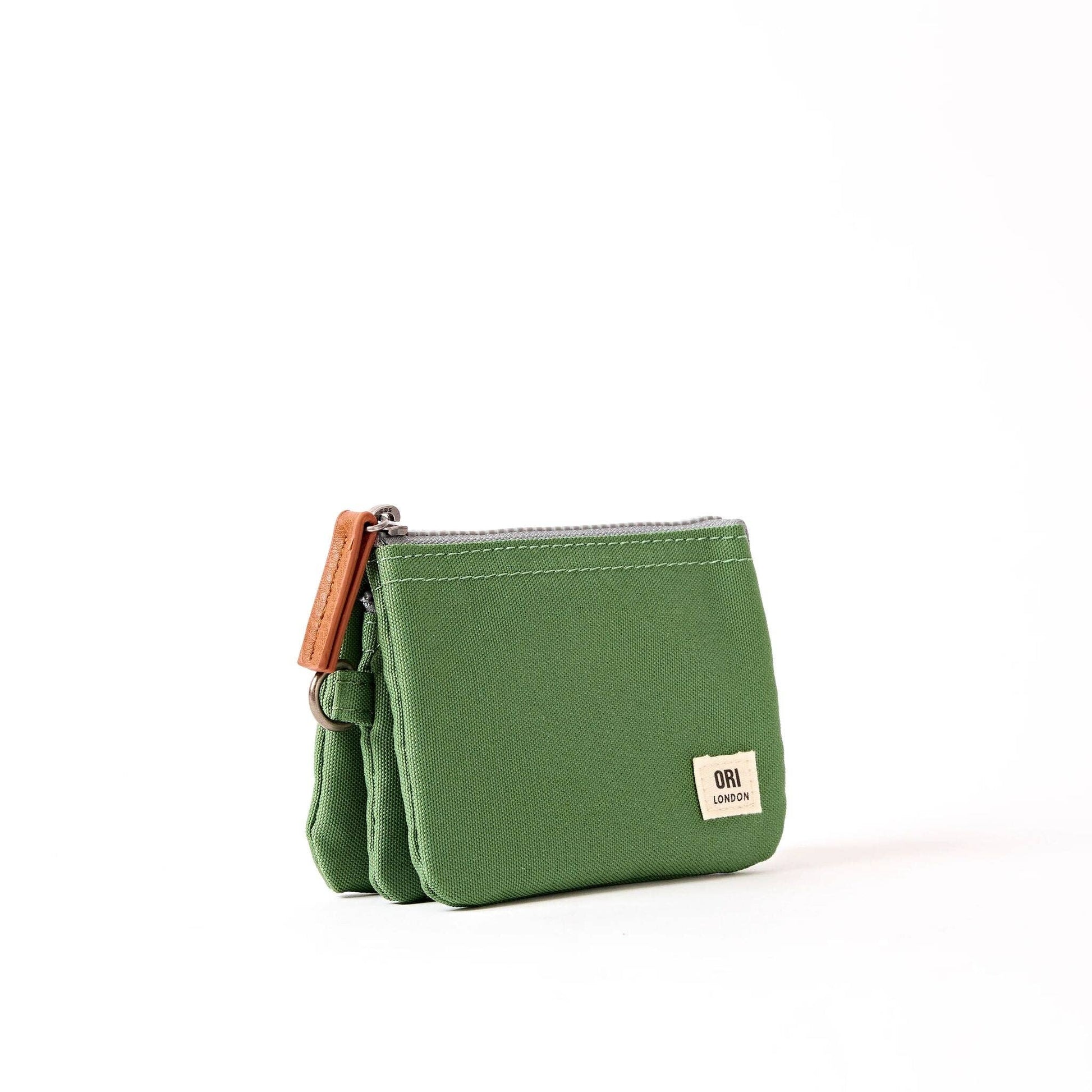 ORI London Artichoke Carnaby wallet in recycled canvas with card slots and zip coin pocket