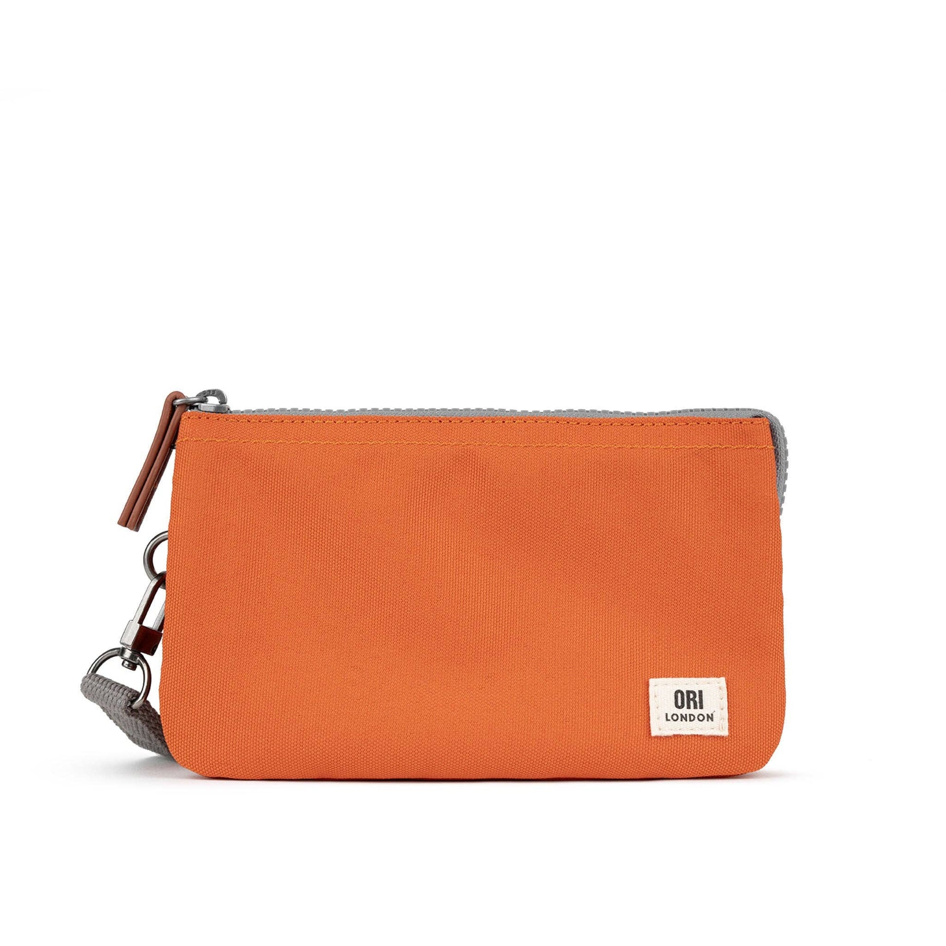 ORI London Atomic Orange Carnaby wallet in recycled canvas with card slots and zip coin pocket