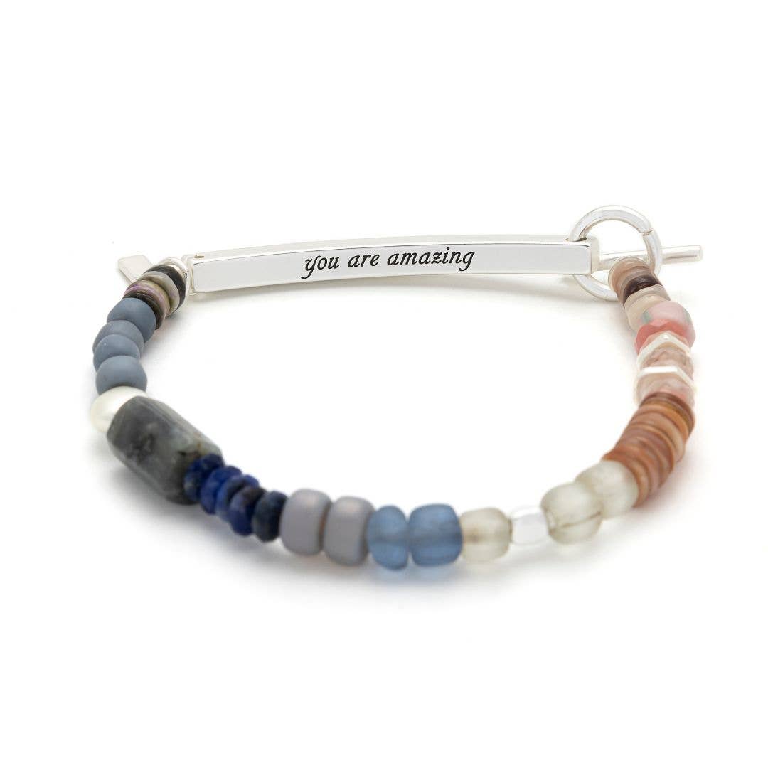Scout Curated Wears - Hidden Message Bracelet - Amazing/Labradorite/Silver
