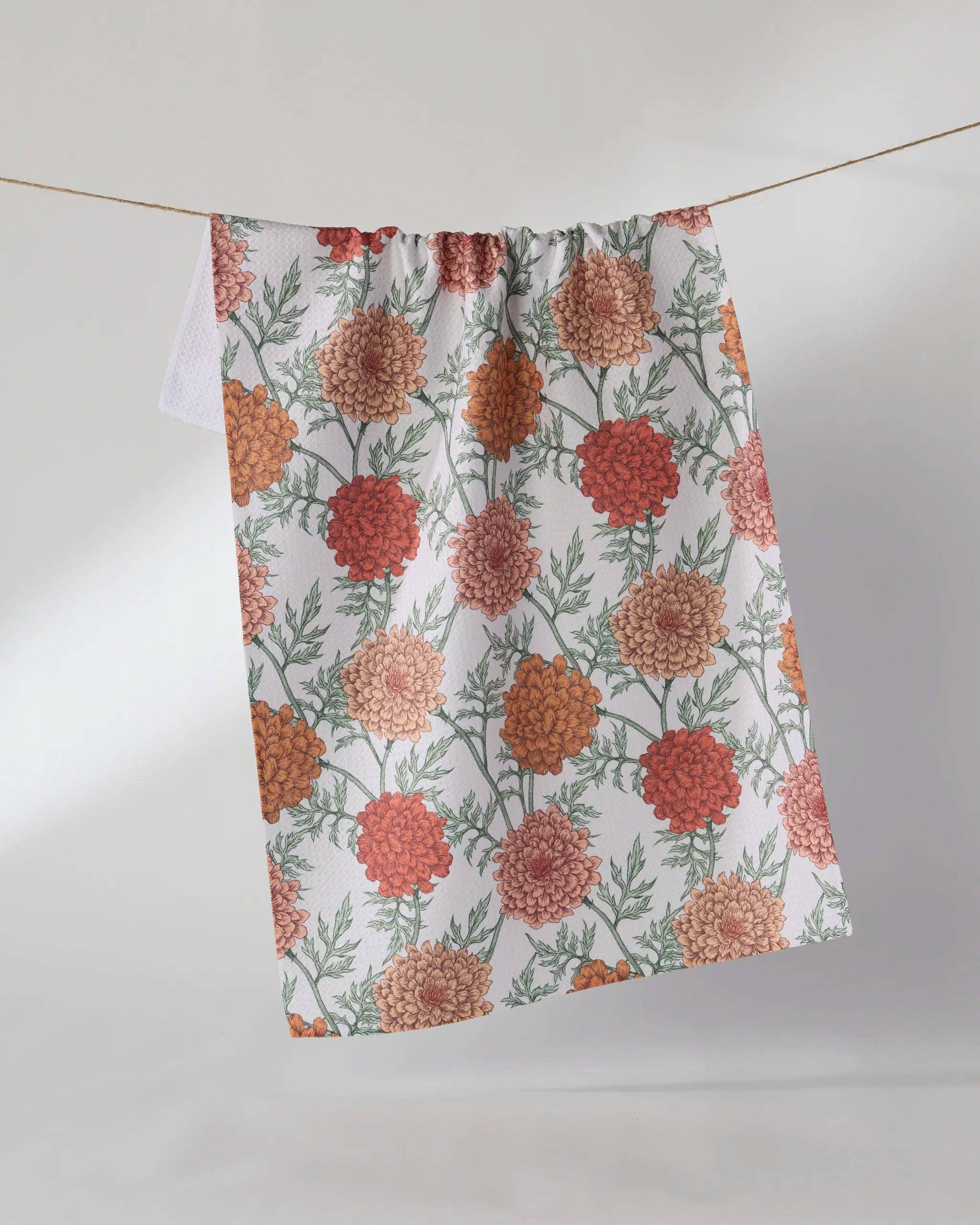 Geometry Marigold Manor Tea Towel with floral print