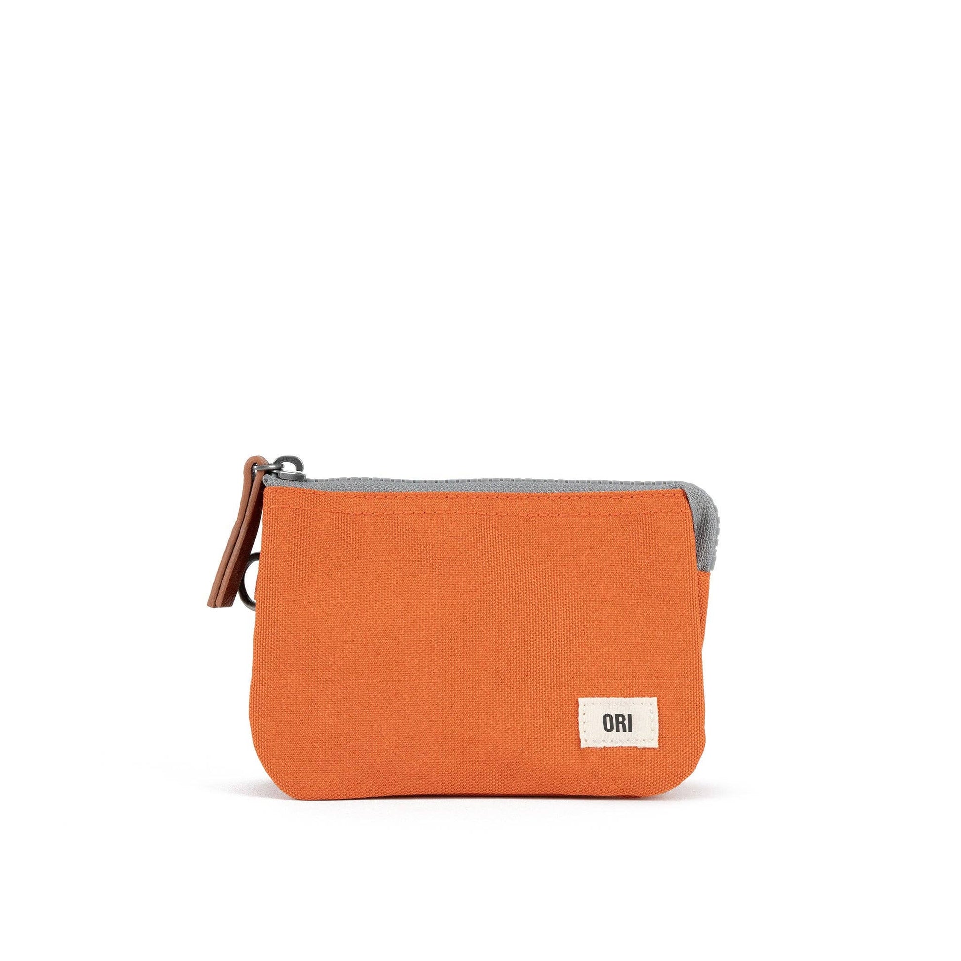 ORI London Atomic Orange Carnaby wallet in recycled canvas with card slots and zip coin pocket