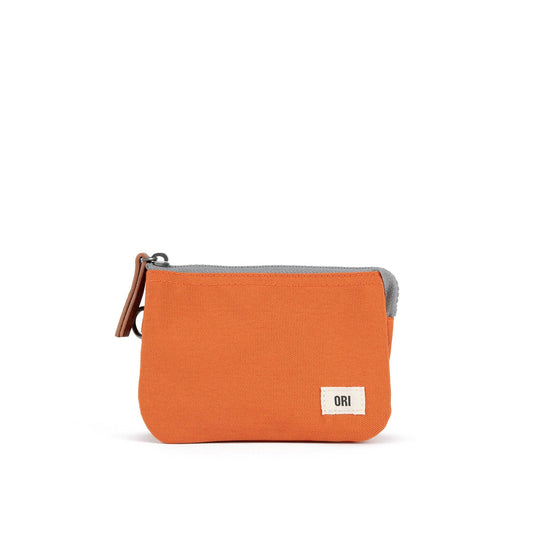 ORI London Atomic Orange Carnaby wallet in recycled canvas with card slots and zip coin pocket