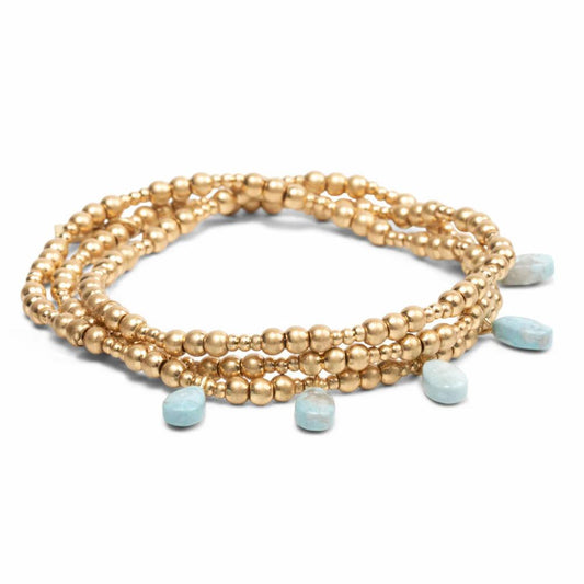 Gold with Blue Howlite Timeless Metal Wrap Bracelet/Necklace by Scout Curated Wears