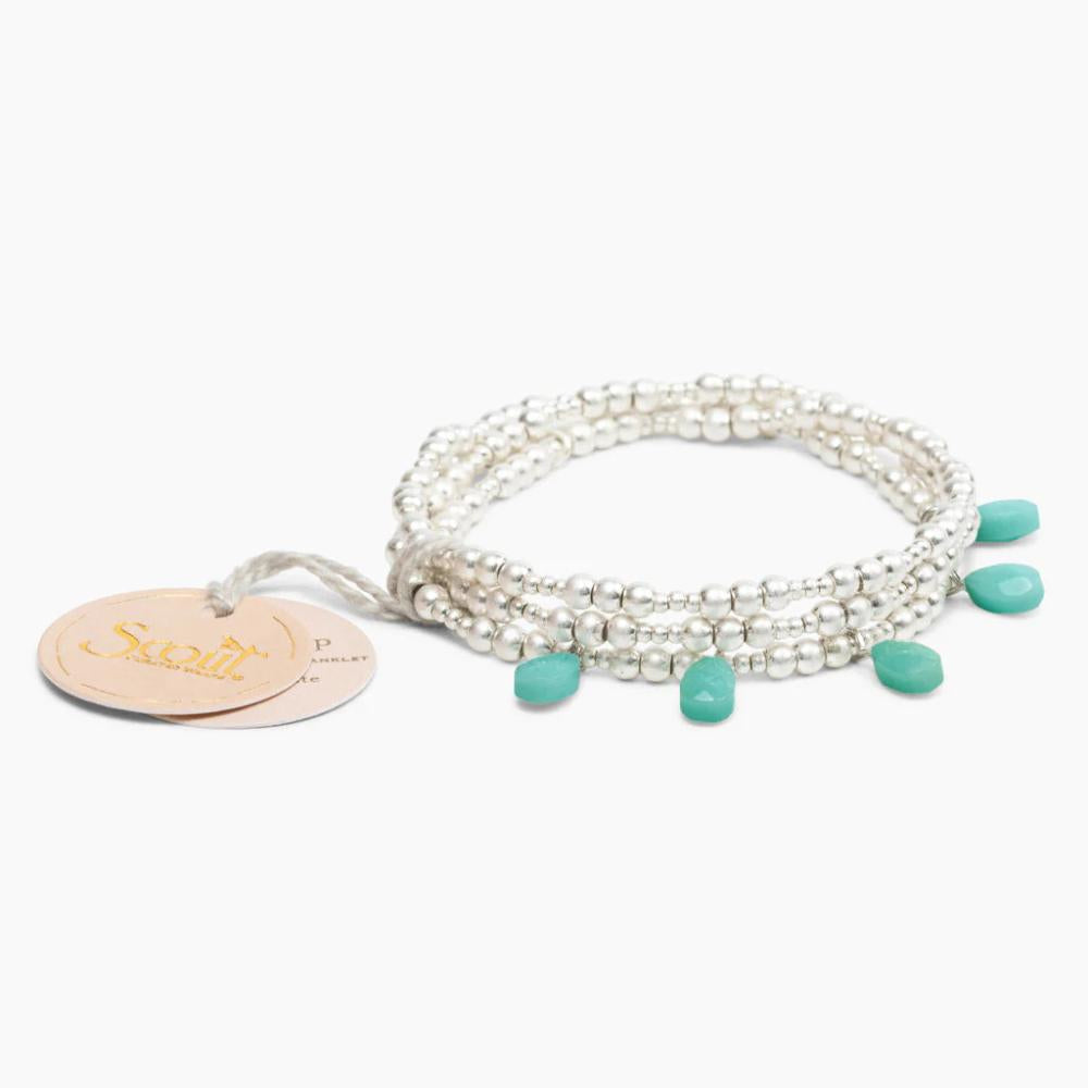 Silver with Turquoise Timeless Metal Wrap Bracelet/Necklace by Scout Curated Wears