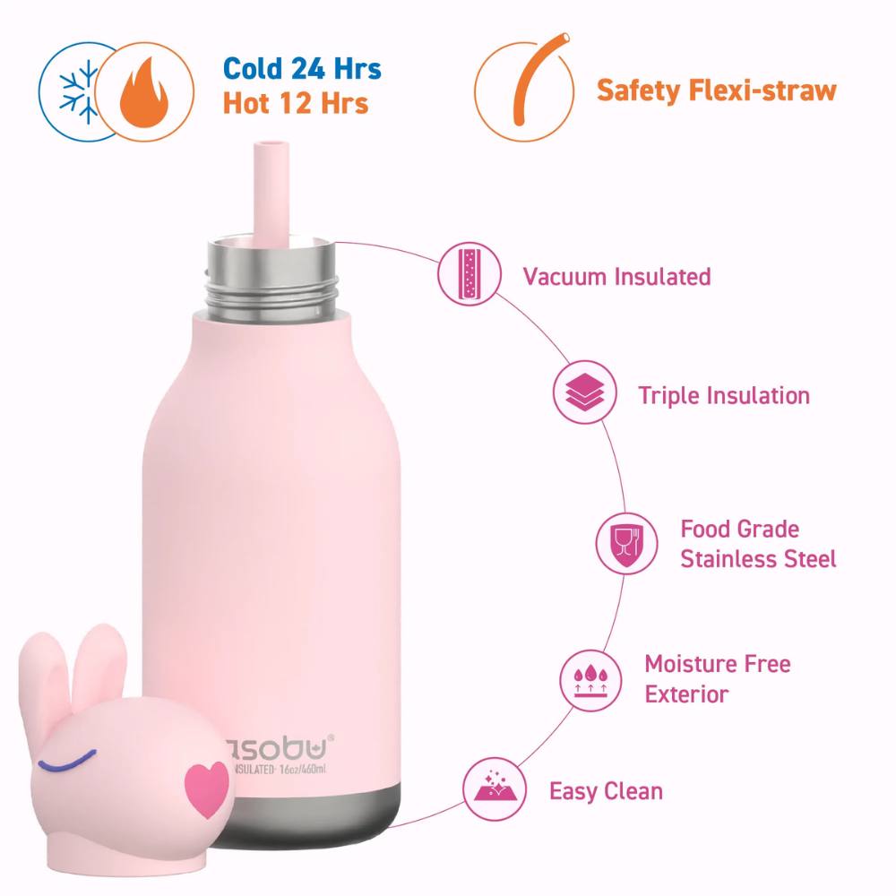 Bunny Bestie 16 oz. Water Bottle by Asobu