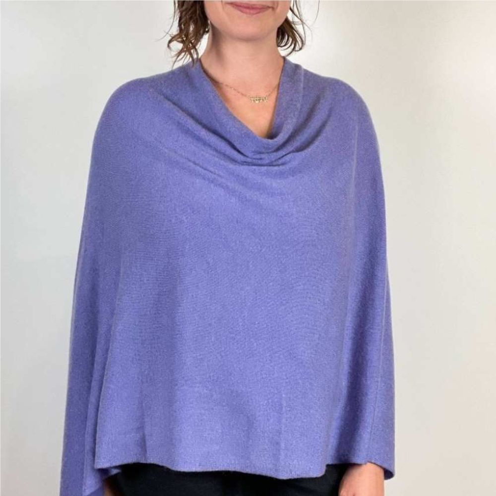 Cashmere Poncho in Chambray