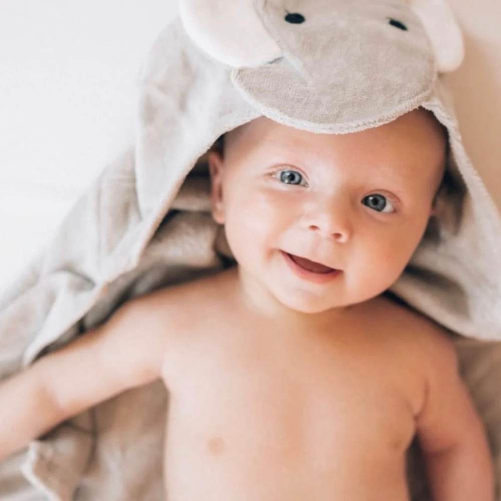 Grey Elephant Hooded Bath Towel
