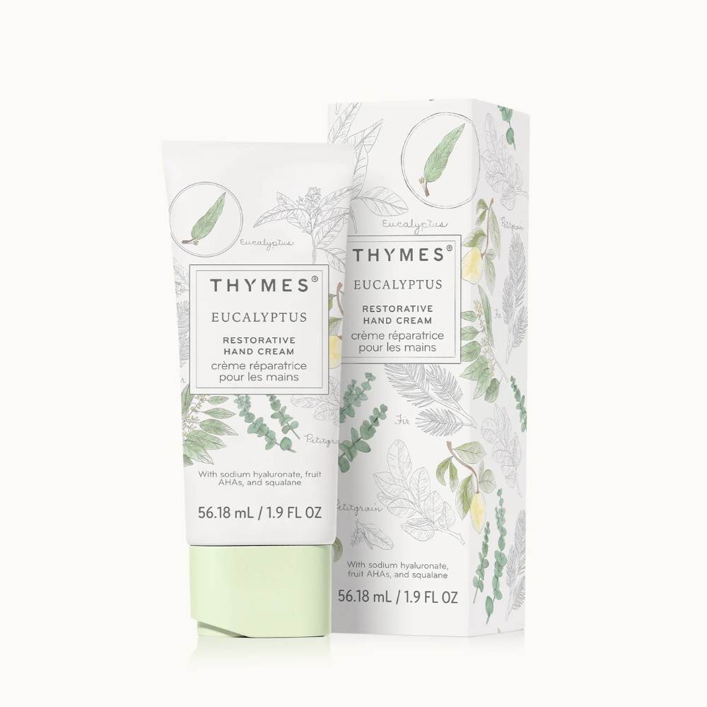 Thymes Eucalyptus restorative hand cream in slim purse-sized tube