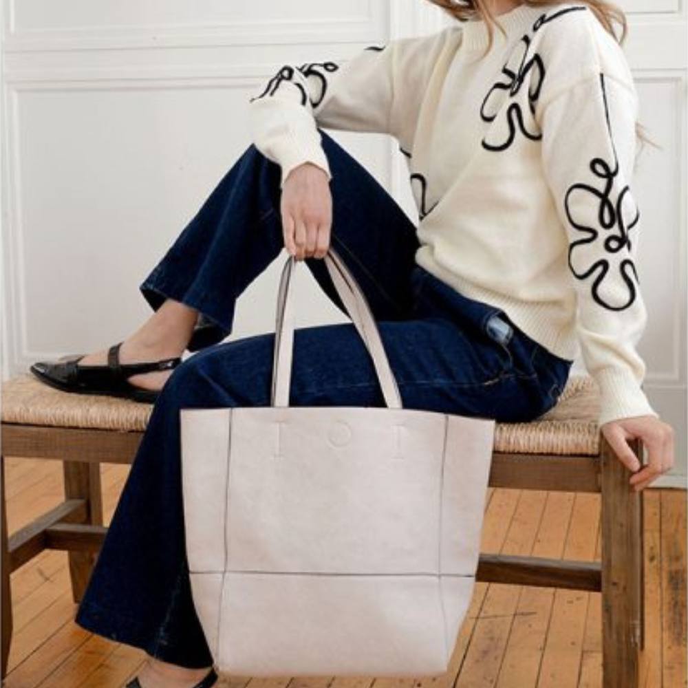 Joy Susan Bone Faith Raw Edge Tote Bag