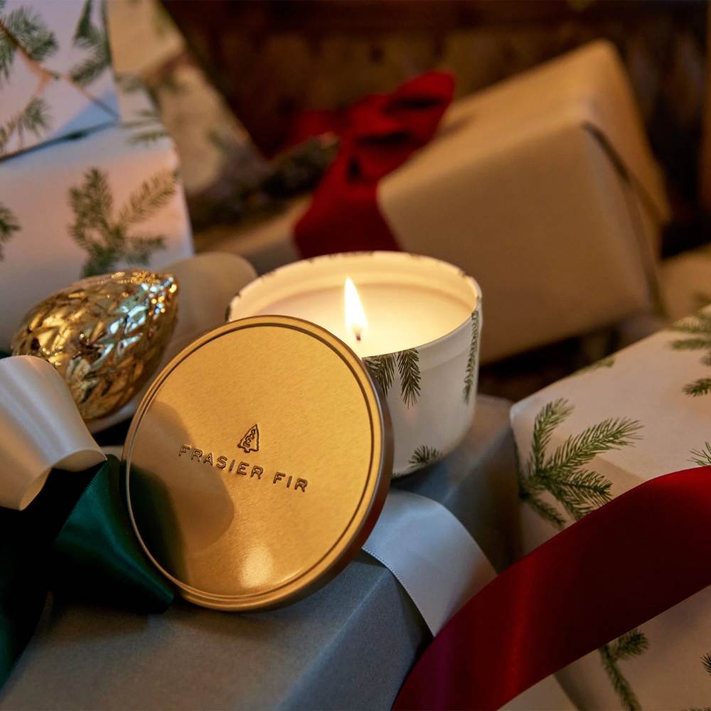 Frasier Fir by Thymes Gold Lid Candle Tin
