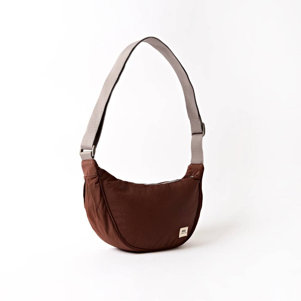 Farringdon Half-Moon Shoulder Bag in Chocolate by ORI London