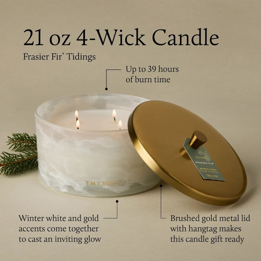 Frasier Fir Tidings 4-Wick Statement Candle by Thymes