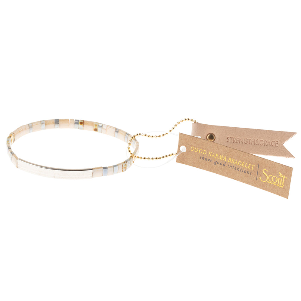 Scout 'Strength & Grace' Good Karma Miyuki Bracelet in Silver: Orange & Blue