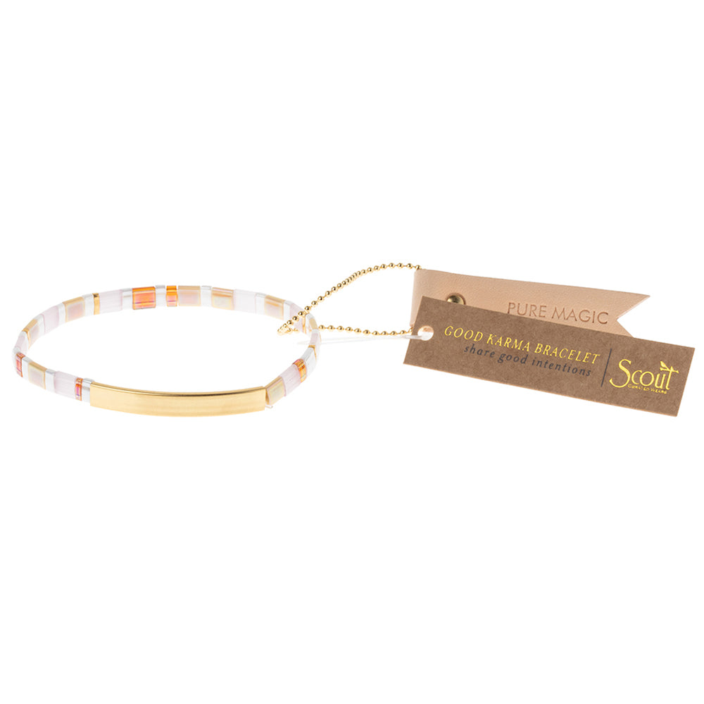 Scout 'Pure Magic' Good Karma Miyuki Bracelet in Gold: Pink & Orange