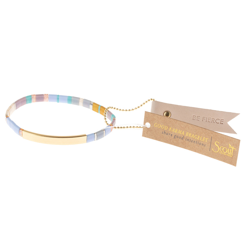 Scout 'Be Fierce' Good Karma Miyuki Bracelet in Gold: Purple & Pink