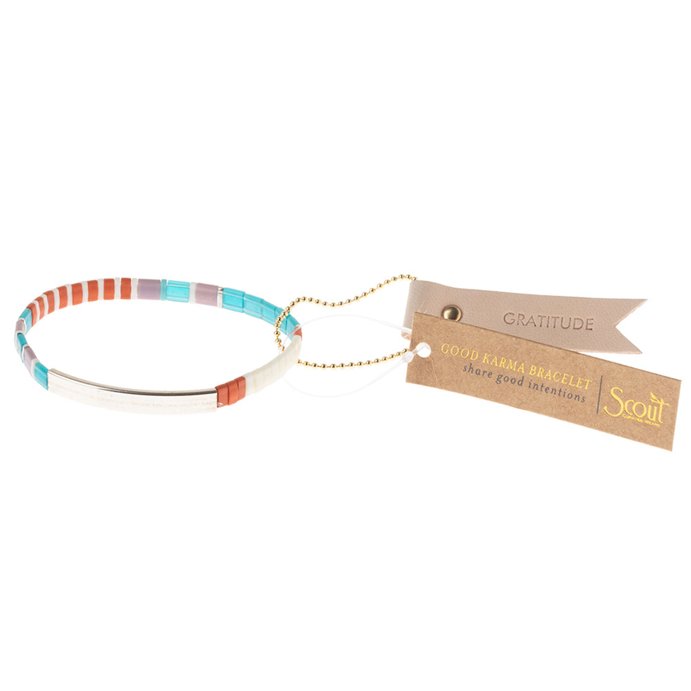Scout 'Gratitude' Good Karma Miyuki Bracelet in Silver: Blue, Pink & Purple