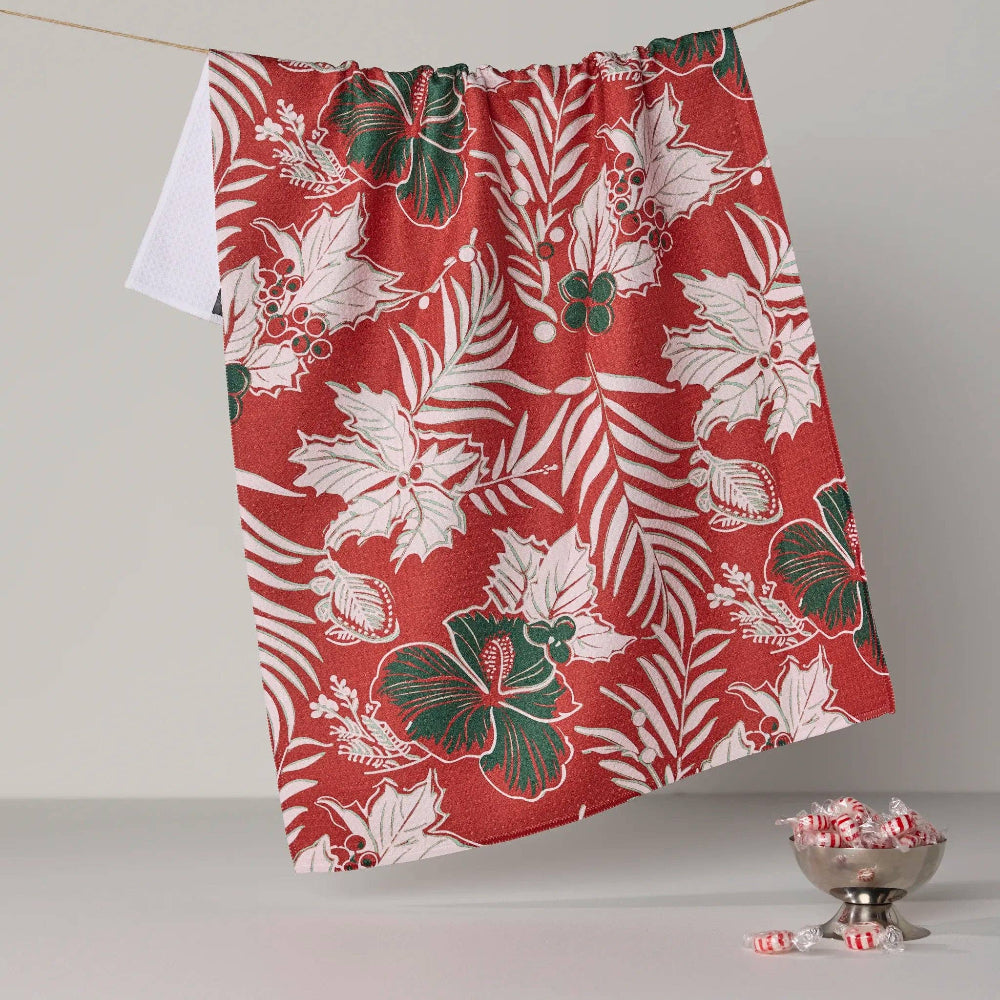 Geometry Aloha Winters holiday tea towel, 18 x 30 in, view 1