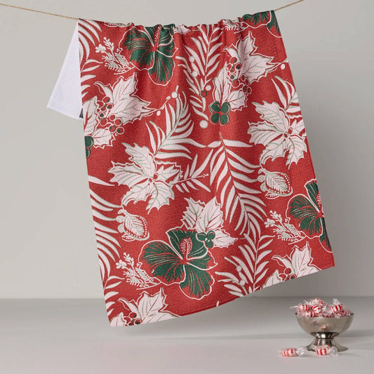 Geometry Aloha Winters holiday tea towel, 18 x 30 in, view 1