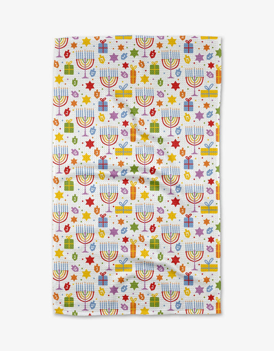 Geometry Hanukkah Oh Hanukkah mini tea towel, 12 x 24 in, view 1