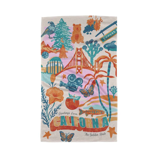 Greetings From California Tea Towel by Geometry