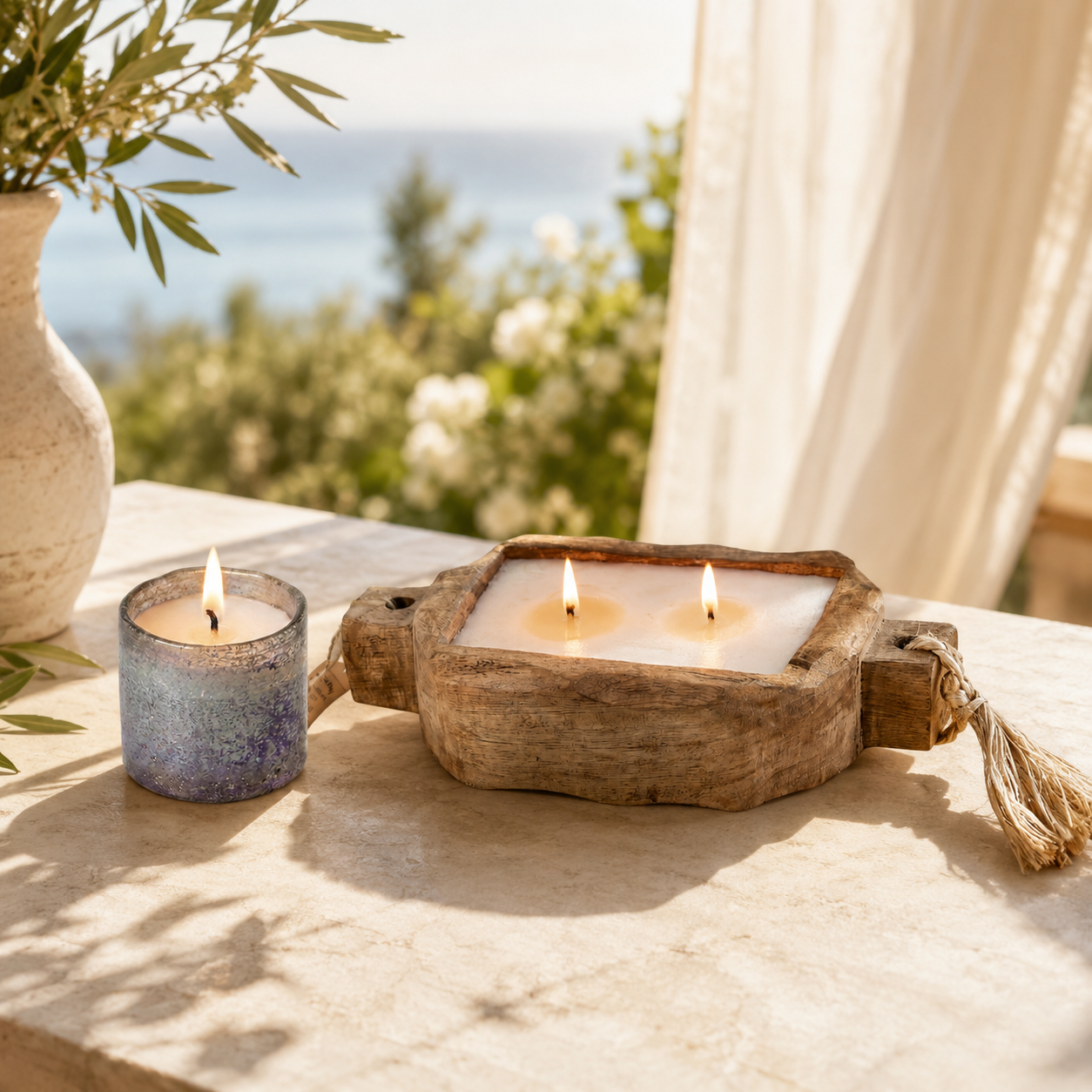 Himalayan Grapefruit Pine Artisan Blown Glass Tumbler Candle