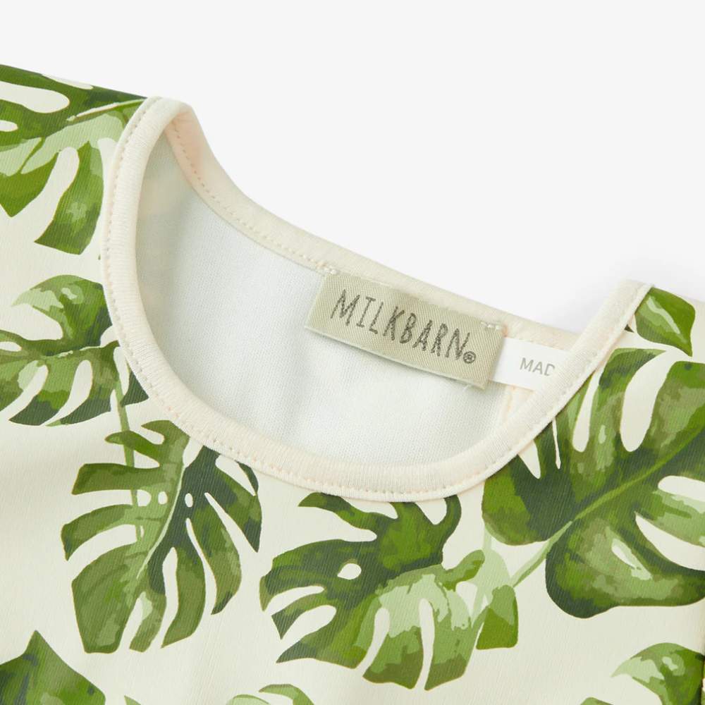 Island Leaf Ruffle Pocket Bib by Milkbarn