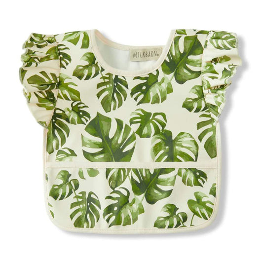 Island Leaf Ruffle Pocket Bib by Milkbarn