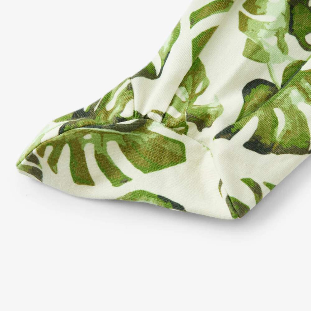 Island Leaf Cotton Stretch Ruffle Romper by Milkbarn