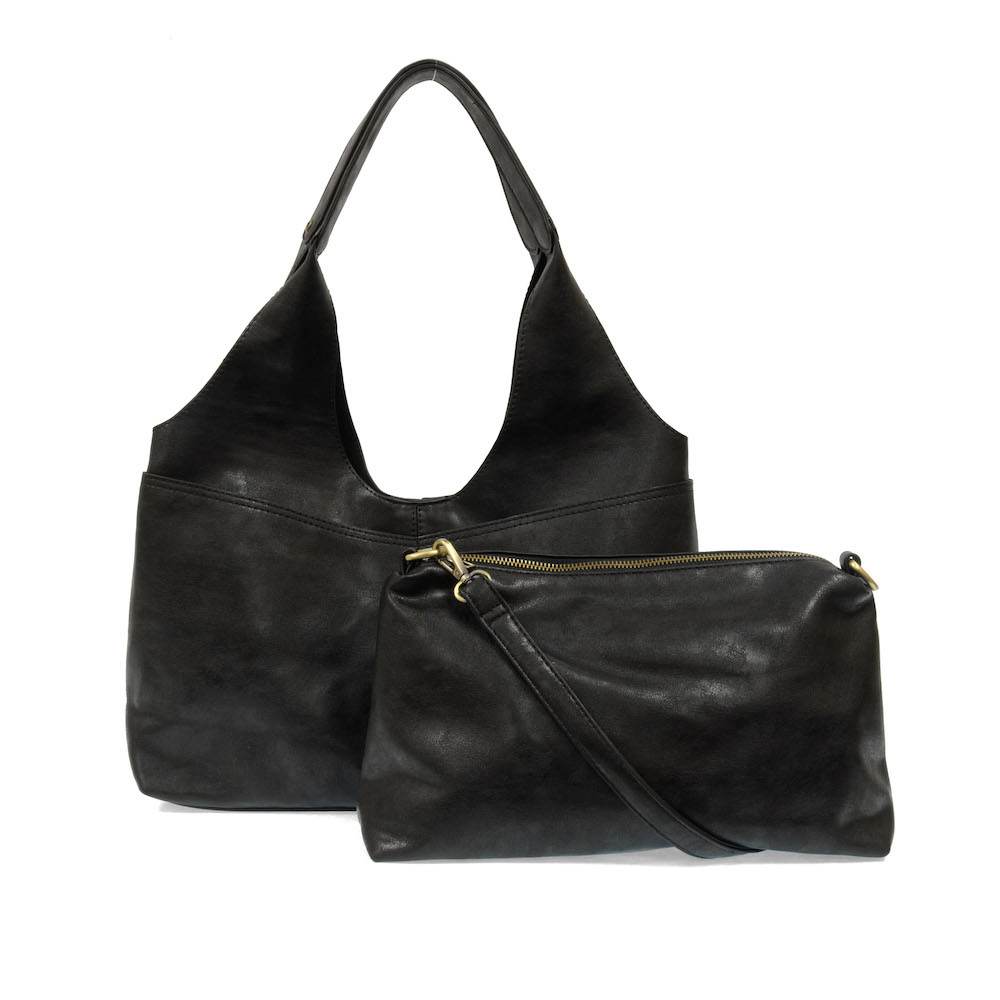 Joy Susan Black Val 4-Pocket Hobo Bag