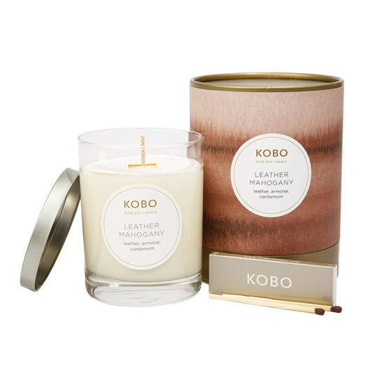 Leather Mahogany Watercolor Candle by Kobo