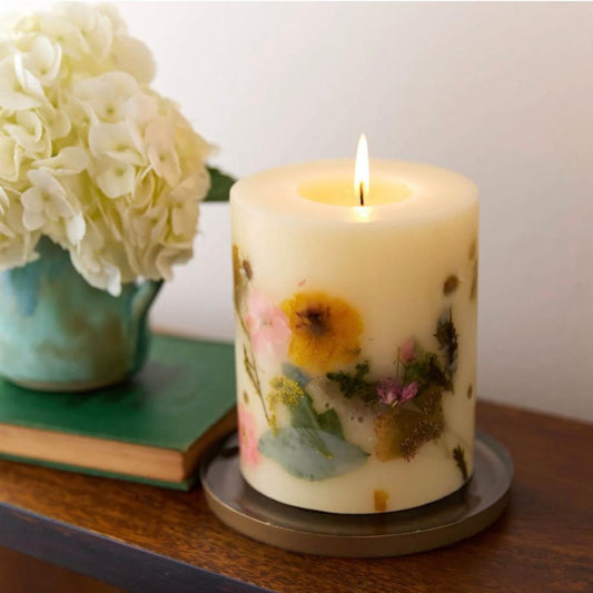 Lemon Blossom & Lychee Small Round Botanical Candle by Rosy Rings