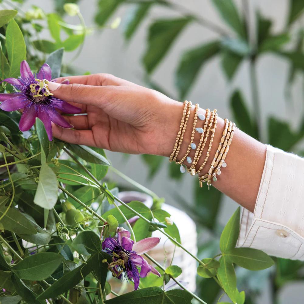 Gold with Rose Quartz Timeless Metal Wrap Bracelet/Necklace by Scout Curated Wears