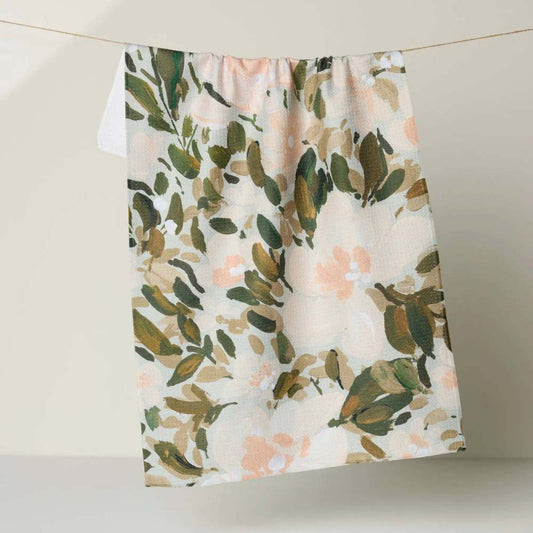 Geometry Painted Blossoms Tea Towel