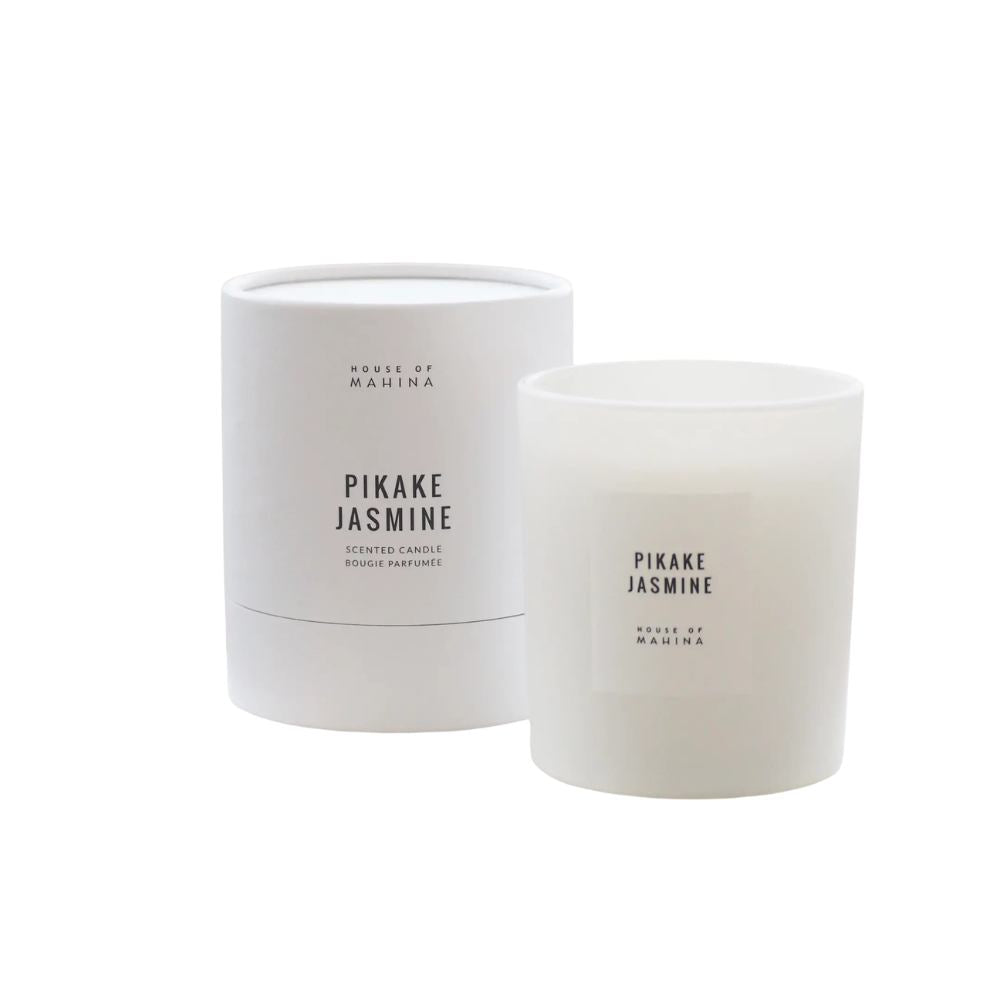 Pikake Jasmine candle and round box in studio setting 